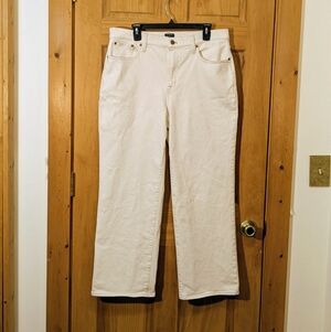 J Crew Jeans Full Length Slim Wide Leg Pants Denim Ecru White Classic Beach 32
